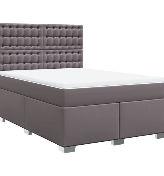 Boxspringbett mit Matratze Grau 140x200 cm Kunstleder