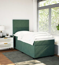 Boxspringbett mit Matratze Dunkelgrün 80x200 cm Samt