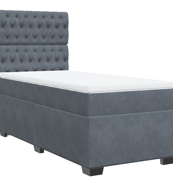 Boxspringbett mit Matratze Dunkelgrau 80x200 cm Samt