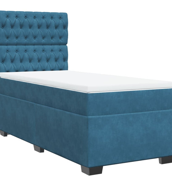 Boxspringbett mit Matratze Blau 80x200 cm Samt