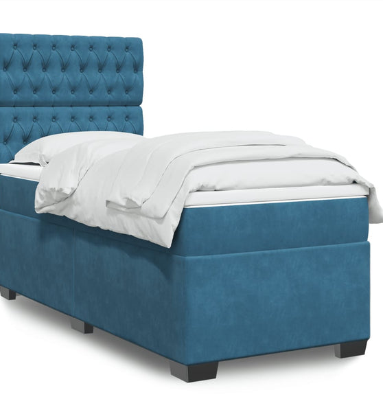Boxspringbett mit Matratze Blau 80x200 cm Samt