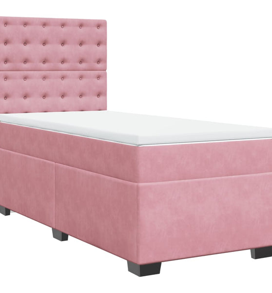 Boxspringbett mit Matratze Rosa 80x200 cm Samt