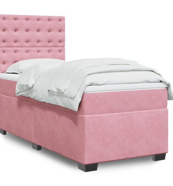Boxspringbett mit Matratze Rosa 80x200 cm Samt