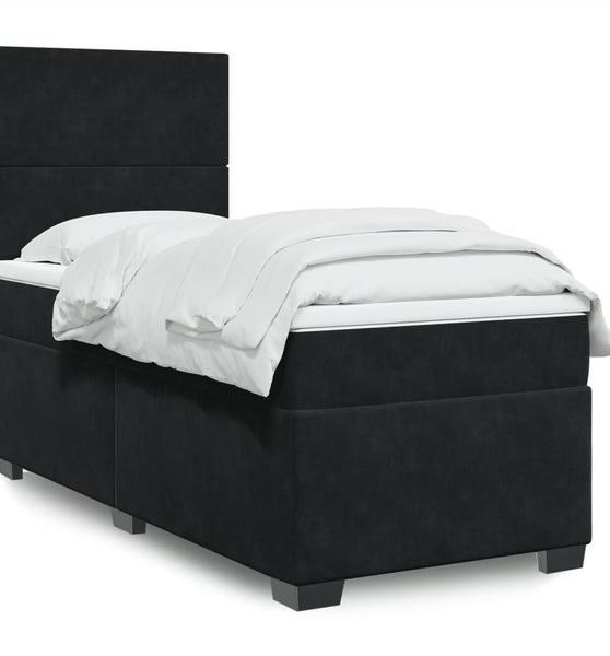 Boxspringbett mit Matratze Schwarz 90x190 cm Samt