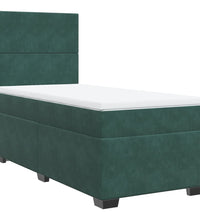 Boxspringbett mit Matratze Dunkelgrün 90x190 cm Samt