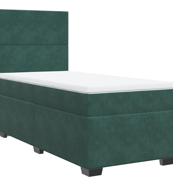 Boxspringbett mit Matratze Dunkelgrün 90x190 cm Samt