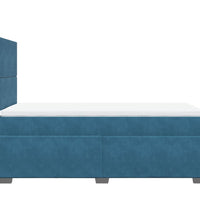 Boxspringbett mit Matratze Blau 90x190 cm Samt