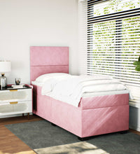 Boxspringbett mit Matratze Rosa 90x190 cm Samt