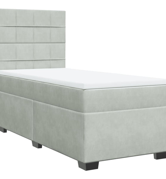 Boxspringbett mit Matratze Hellgrau 90x190 cm Samt