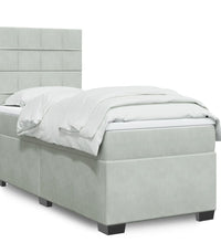 Boxspringbett mit Matratze Hellgrau 90x190 cm Samt