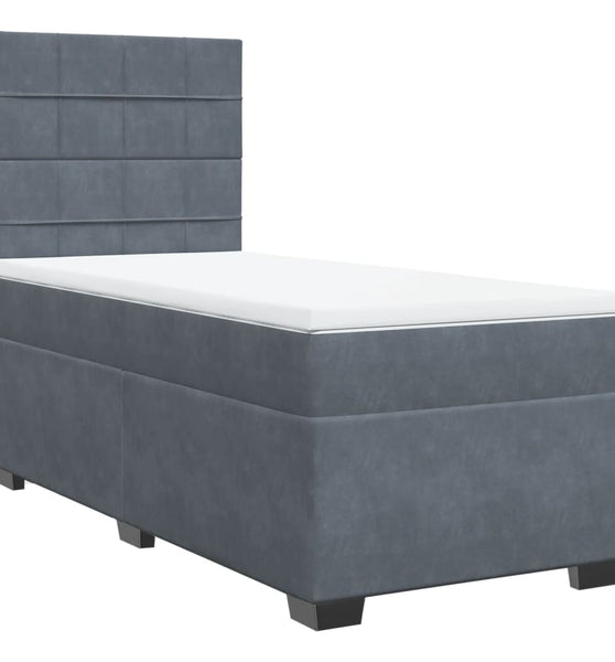 Boxspringbett mit Matratze Dunkelgrau 90x190 cm Samt
