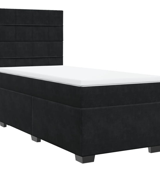 Boxspringbett mit Matratze Schwarz 90x190 cm Samt