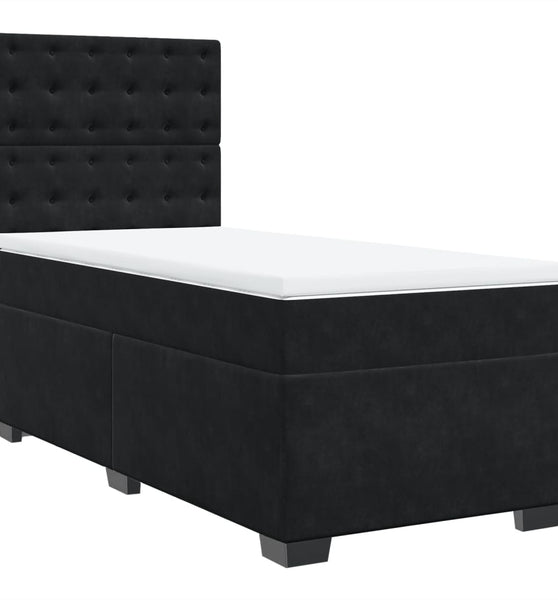 Boxspringbett mit Matratze Schwarz 90x190 cm Samt