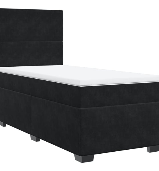 Boxspringbett mit Matratze Schwarz 90x200 cm Samt