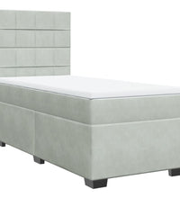Boxspringbett mit Matratze Hellgrau 90x200 cm Samt
