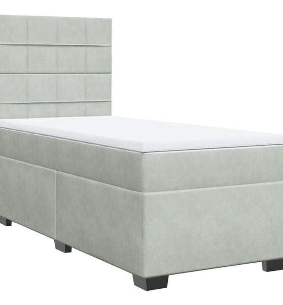 Boxspringbett mit Matratze Hellgrau 90x200 cm Samt