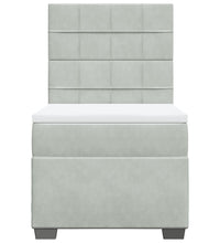 Boxspringbett mit Matratze Hellgrau 90x200 cm Samt
