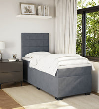 Boxspringbett mit Matratze Dunkelgrau 90x200 cm Samt