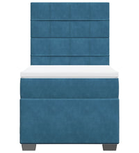 Boxspringbett mit Matratze Blau 90x200 cm Samt