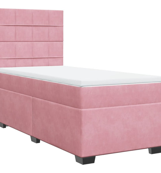 Boxspringbett mit Matratze Rosa 90x200 cm Samt