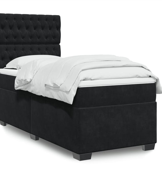 Boxspringbett mit Matratze Schwarz 90x200 cm Samt