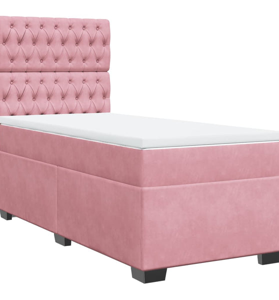 Boxspringbett mit Matratze Rosa 100x200 cm Samt