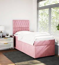 Boxspringbett mit Matratze Rosa 100x200 cm Samt