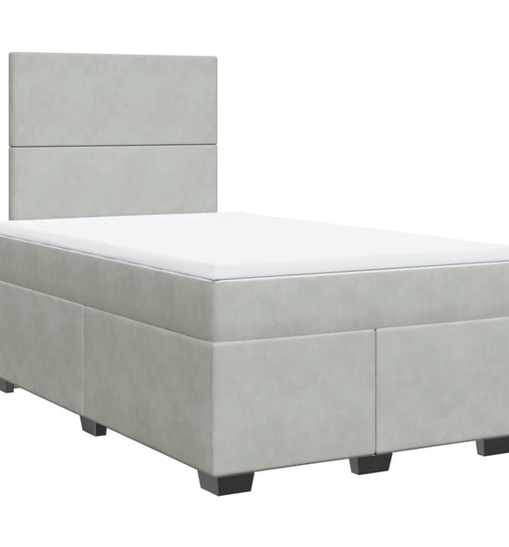 Boxspringbett mit Matratze Hellgrau 120x190 cm Samt
