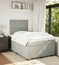 Boxspringbett mit Matratze Hellgrau 120x190 cm Samt