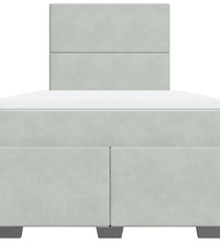 Boxspringbett mit Matratze Hellgrau 120x190 cm Samt