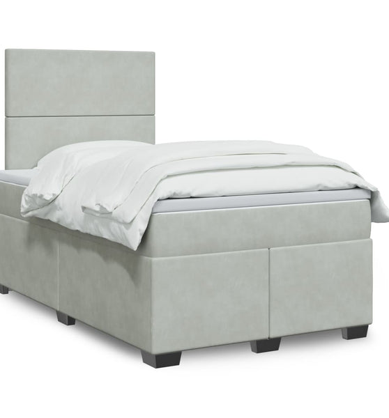 Boxspringbett mit Matratze Hellgrau 120x190 cm Samt