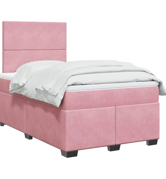 Boxspringbett mit Matratze Rosa 120x190 cm Samt