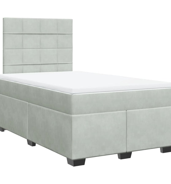 Boxspringbett mit Matratze Hellgrau 120x190 cm Samt