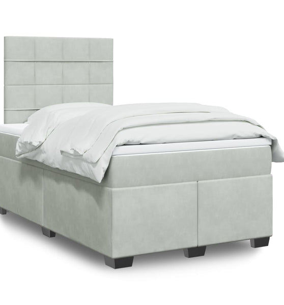 Boxspringbett mit Matratze Hellgrau 120x190 cm Samt