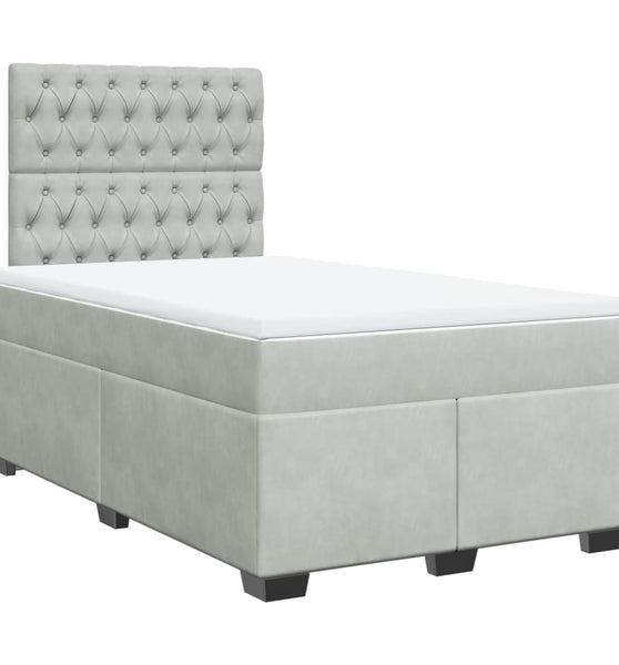 Boxspringbett mit Matratze Hellgrau 120x190 cm Samt