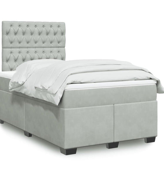Boxspringbett mit Matratze Hellgrau 120x190 cm Samt