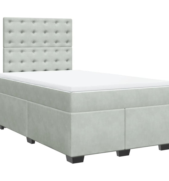 Boxspringbett mit Matratze Hellgrau 120x190 cm Samt
