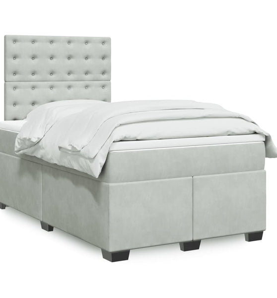 Boxspringbett mit Matratze Hellgrau 120x190 cm Samt