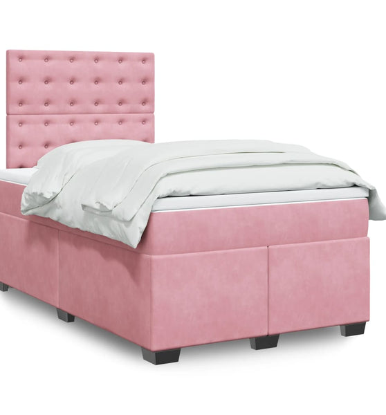 Boxspringbett mit Matratze Rosa 120x190 cm Samt