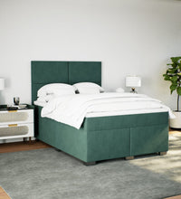 Boxspringbett mit Matratze Dunkelgrün 140x200 cm Samt