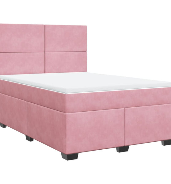 Boxspringbett mit Matratze Rosa 140x200 cm Samt