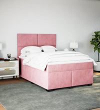 Boxspringbett mit Matratze Rosa 140x200 cm Samt