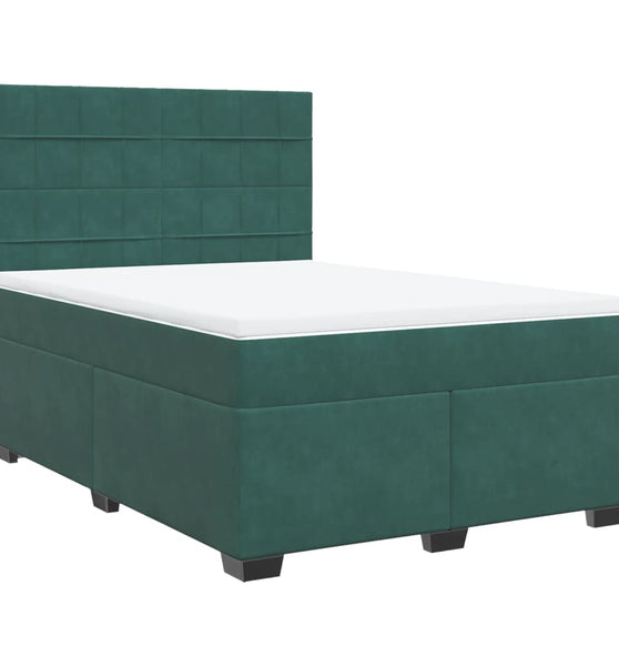 Boxspringbett mit Matratze Dunkelgrün 140x200 cm Samt