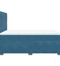 Boxspringbett mit Matratze Blau 140x200 cm Samt