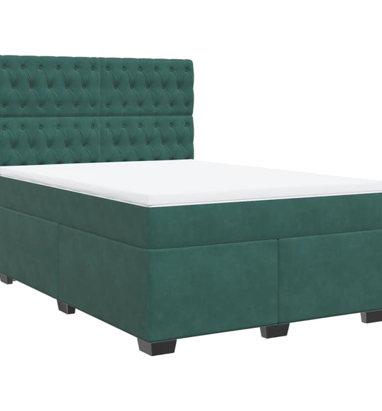 Boxspringbett mit Matratze Dunkelgrün 140x200 cm Samt