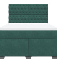 Boxspringbett mit Matratze Dunkelgrün 140x200 cm Samt