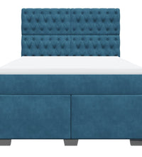 Boxspringbett mit Matratze Blau 140x200 cm Samt