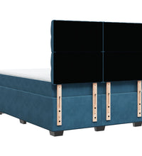 Boxspringbett mit Matratze Blau 140x200 cm Samt