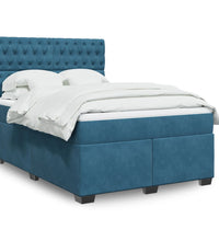 Boxspringbett mit Matratze Blau 140x200 cm Samt