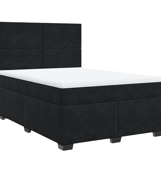 Boxspringbett mit Matratze Schwarz 160x200 cm Samt